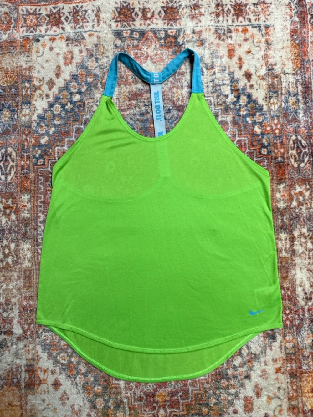 Nike Dri-FIT Green Racerback Tank Top Large Athletic Loose Fit